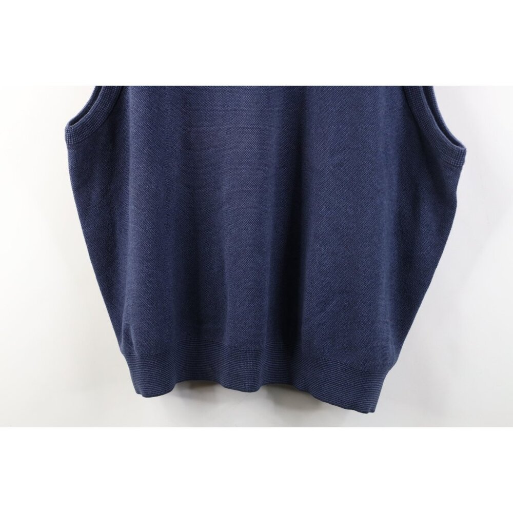 Vintage 90s Streetwear Mens 2XL Faded Blank Thermal Knit V-Neck Sweater Vest - Picture 3 of 11